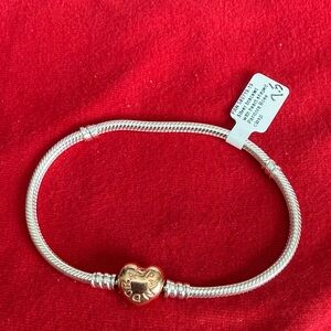 Pandora Silver Bracelet with Rose Heart Charm